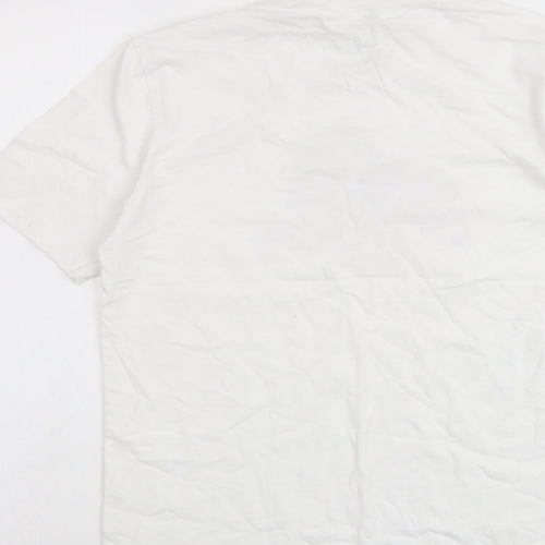 adidas Girls White Cotton Basic T-Shirt Size 13-14 Years Round Neck Pullover