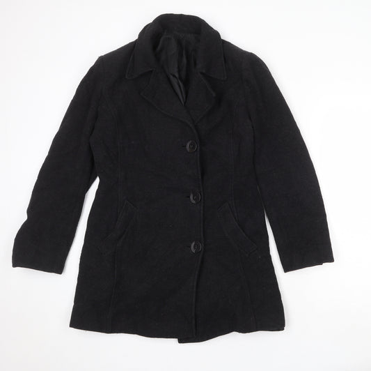 BHS Womens Black Pea Coat Coat Size 12 Button