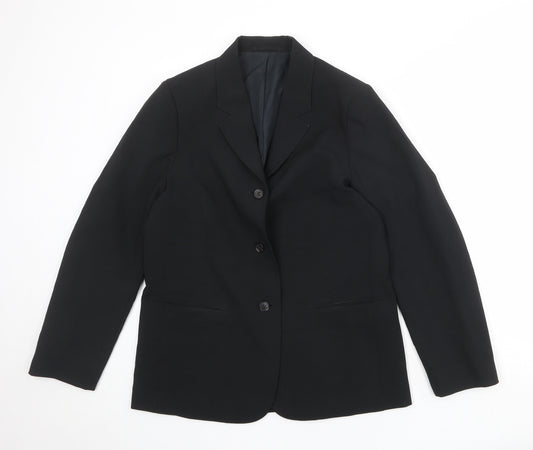 Uniqlo Womens Black Polyester Jacket Suit Jacket Size 10