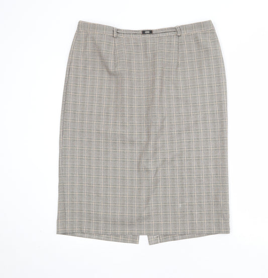 Bonmarché Womens Beige Plaid Polyester A-Line Skirt Size 16