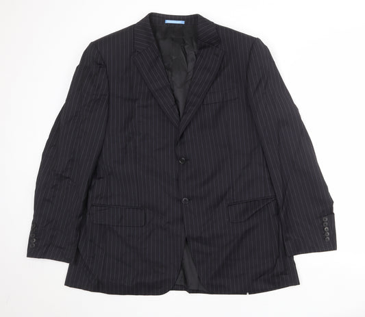 NEXT Mens Black Striped Wool Jacket Suit Jacket Size 46 Regular