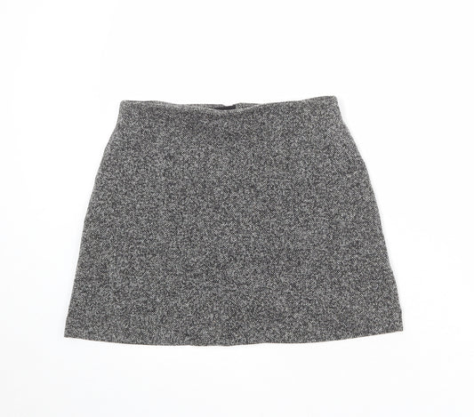 Topshop Womens Grey Polyester A-Line Skirt Size 10 Zip