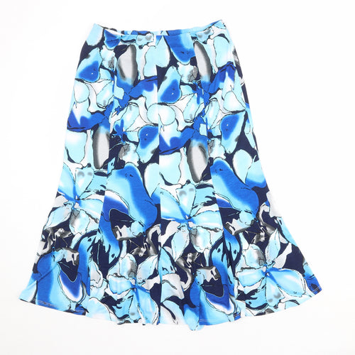 Saloos Womens Blue Geometric Polyester Swing Skirt Size 12