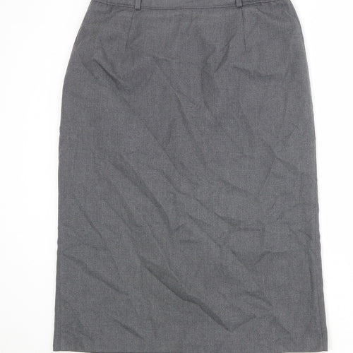 Classic Womens Grey Polyester A-Line Skirt Size 16 Zip