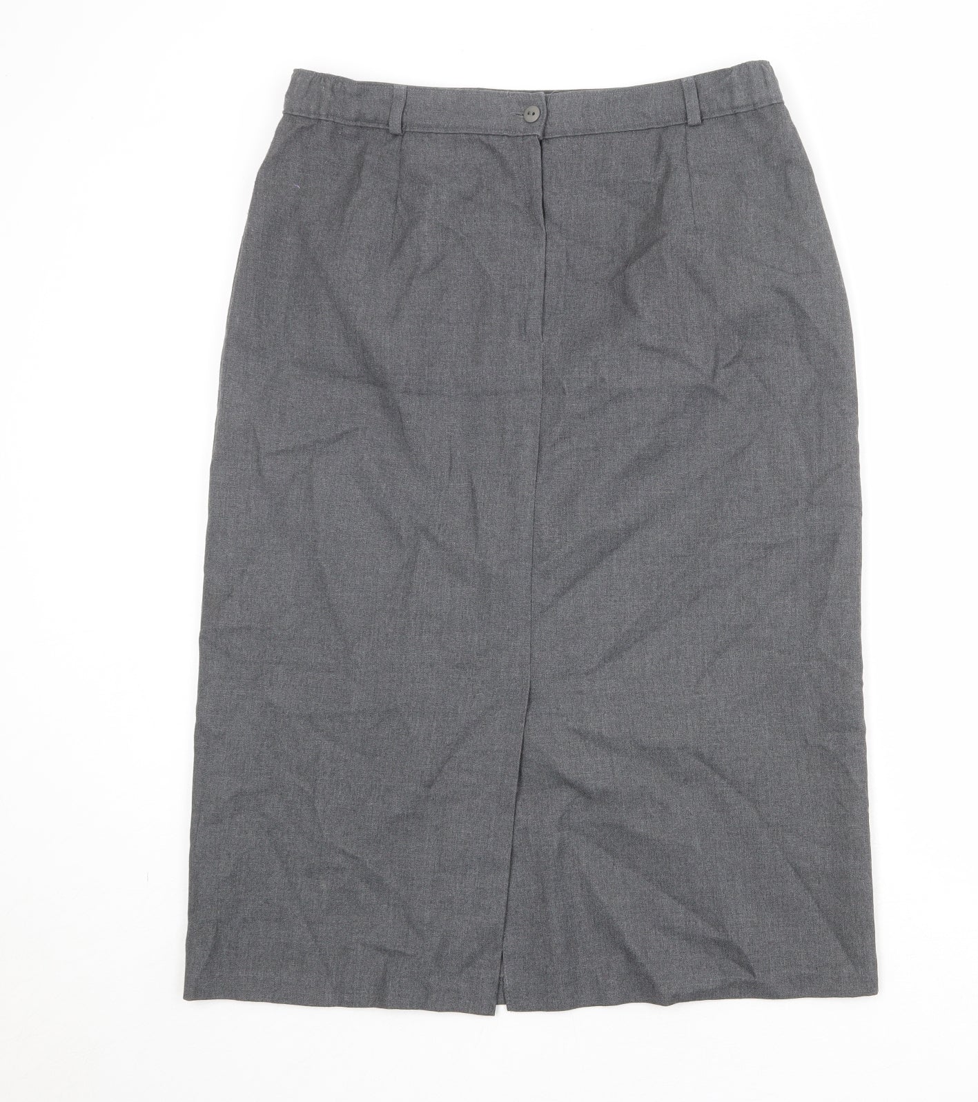 Classic Womens Grey Polyester A-Line Skirt Size 16 Zip