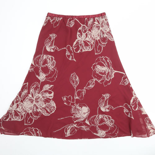Jacques Vert Womens Red Floral Polyester Swing Skirt Size 12