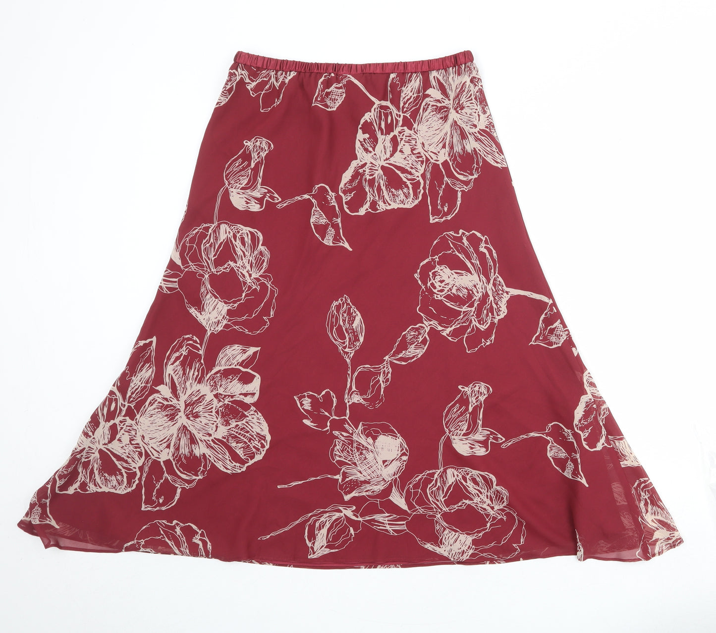 Jacques Vert Womens Red Floral Polyester Swing Skirt Size 12