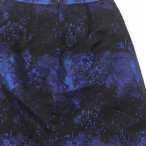 Coast Womens Black Geometric Polyester A-Line Skirt Size 6 Zip
