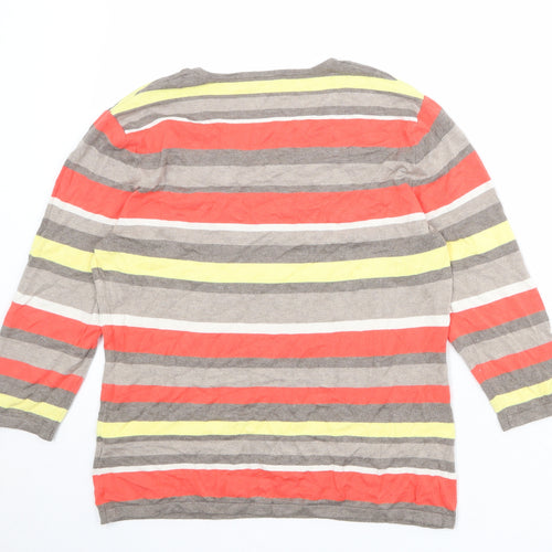 Gerry Weber Womens Multicoloured V-Neck Striped Polyester Pullover Jumper Size 12