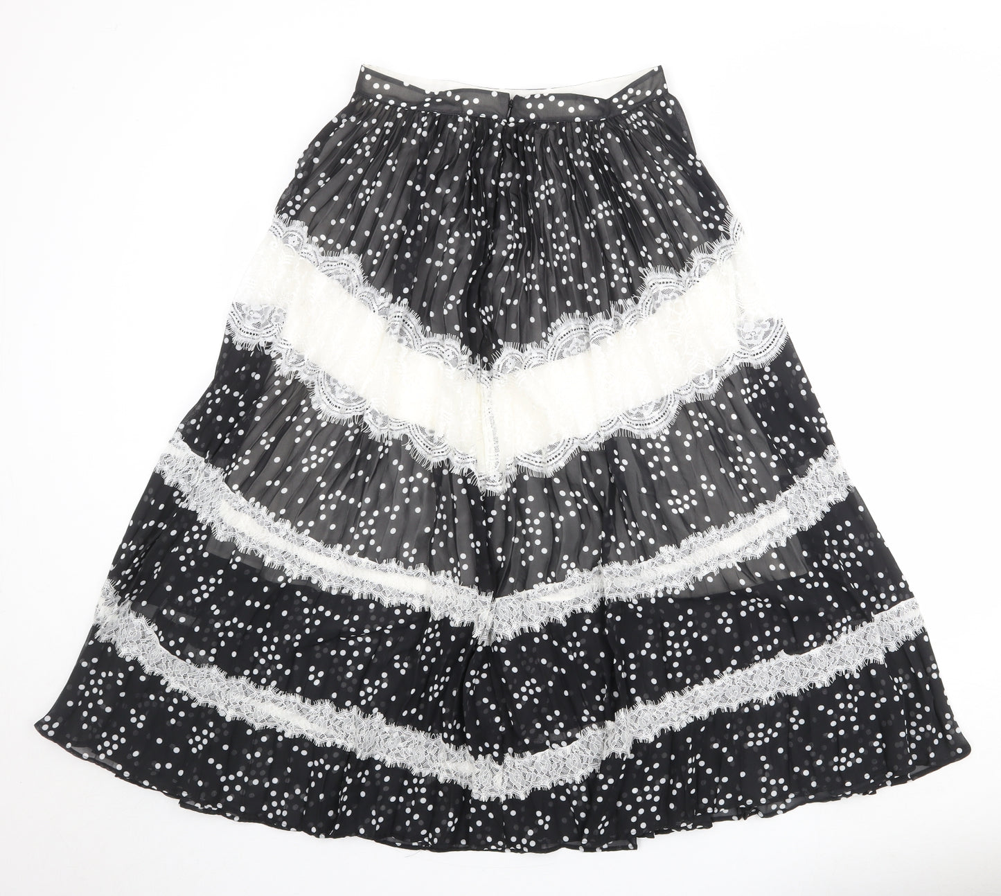 ASOS Womens Black Polka Dot Polyester Pleated Skirt Size 12 Zip