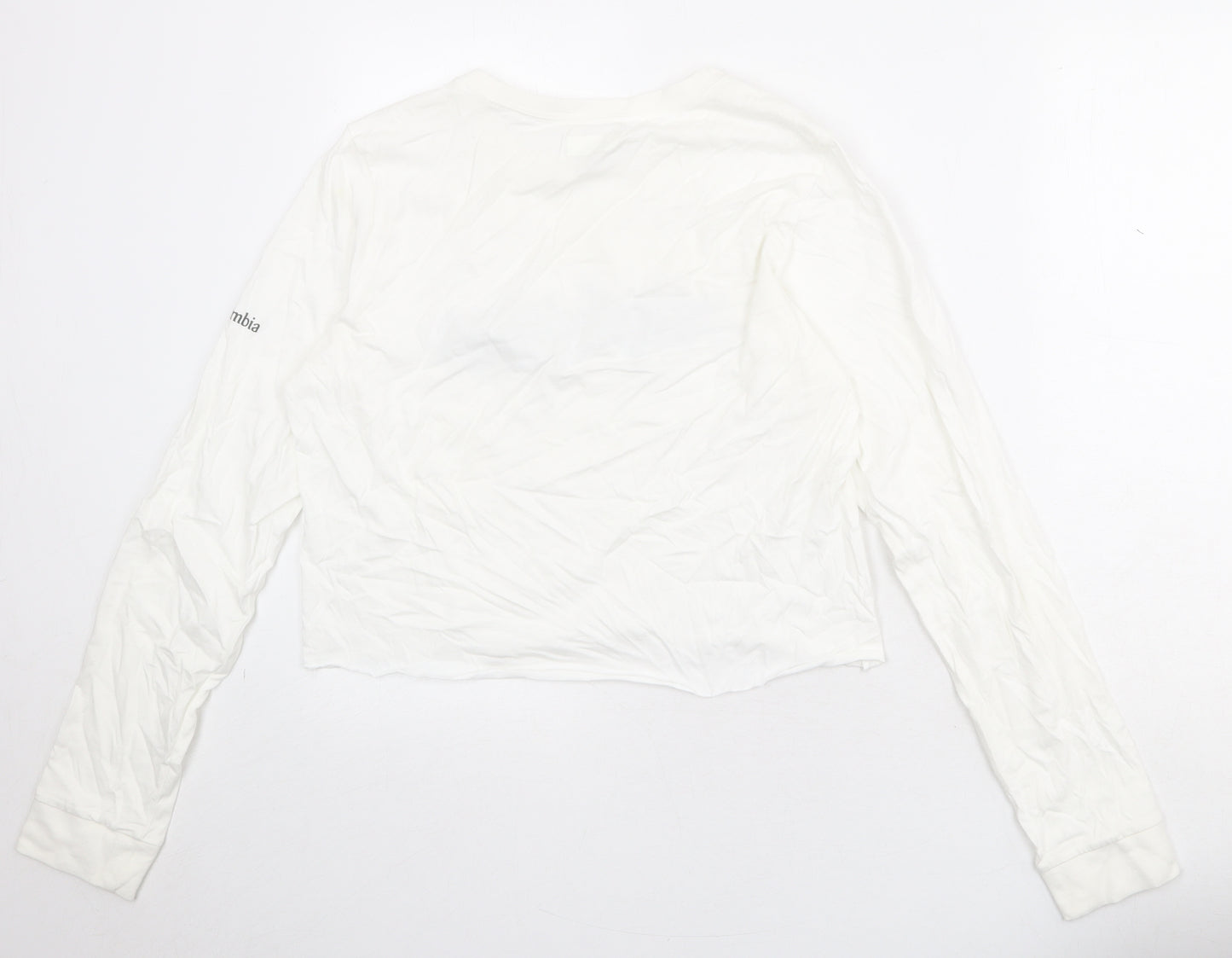 Columbia Womens White Polyester Basic T-Shirt Size M Round Neck