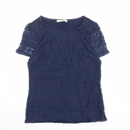 Oasis Womens Blue Cotton Basic T-Shirt Size S Round Neck