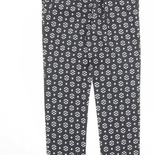 Laura Ashley Womens Grey Geometric Polyester Trousers Size 8 Regular Drawstring