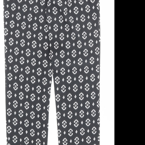 Laura Ashley Womens Grey Geometric Polyester Trousers Size 8 Regular Drawstring