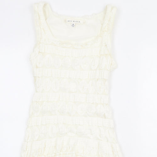 Max Studio Womens Ivory Cotton Tank Dress Size M Boat Neck Pullover