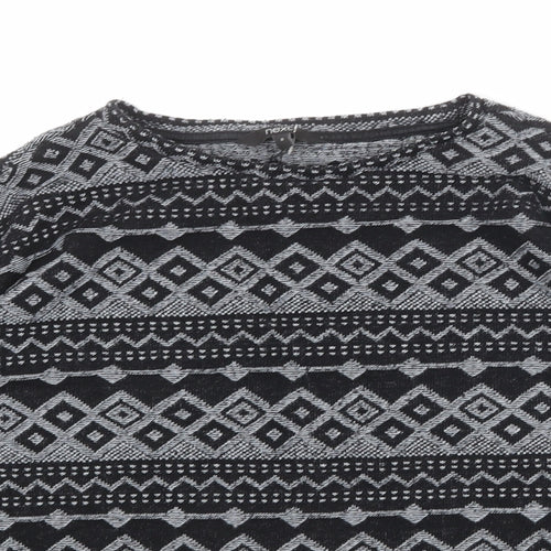 NEXT Womens Black Round Neck Geometric Polyester Pullover Jumper Size 8