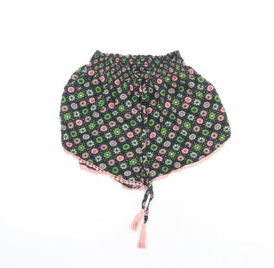 Topshop Womens Multicoloured Floral Viscose Basic Shorts Size 8 Regular Drawstring