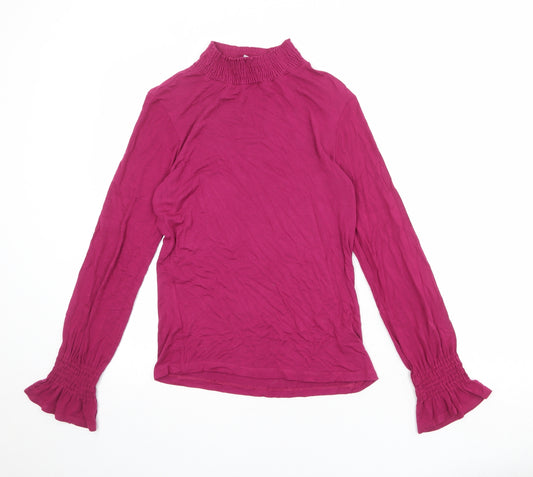 Red Herring Womens Purple Viscose Basic T-Shirt Size 10 Mock Neck