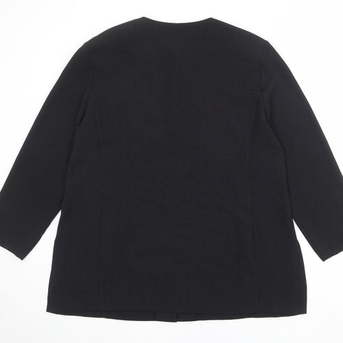 Authentic Clothing Company Womens Black Geometric Polyester Jacket Blazer Size 22