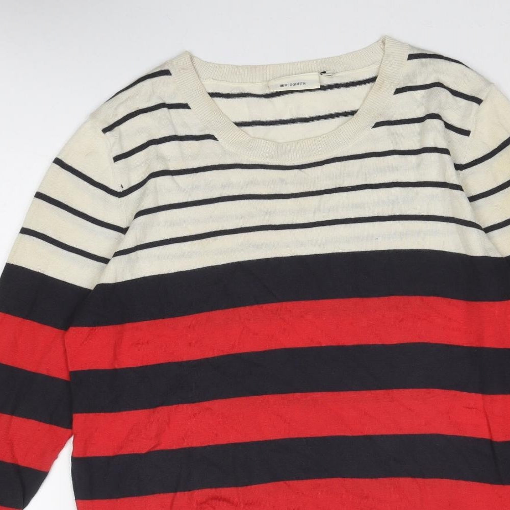 REDGREEN Mens Multicoloured Round Neck Striped Cotton Pullover Jumper Size S Long Sleeve