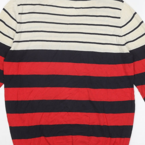 REDGREEN Mens Multicoloured Round Neck Striped Cotton Pullover Jumper Size S Long Sleeve