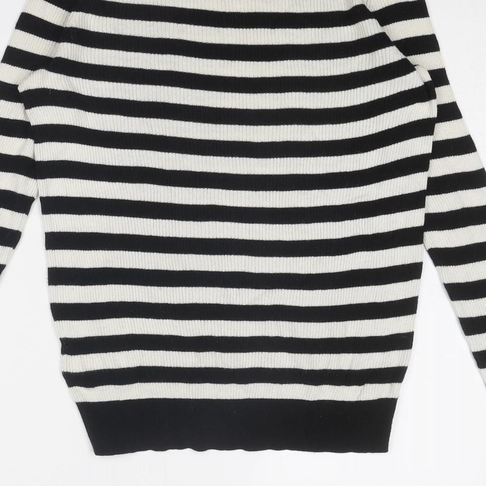 Gap Womens Black Boat Neck Striped Cotton Pullover Jumper Size XS