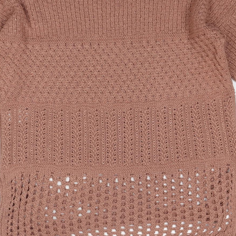 NEXT Womens Brown V-Neck Acrylic Pullover Jumper Size 14