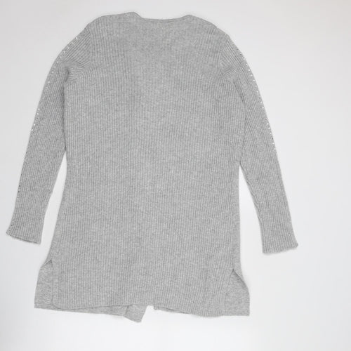 Debenhams Womens Grey Round Neck Cotton Full Zip Jumper Size 16