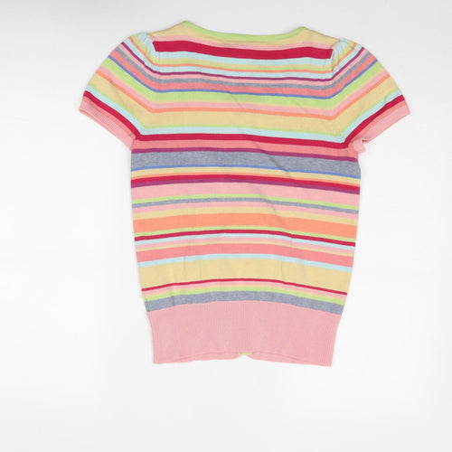 NEXT Womens Multicoloured Round Neck Striped Cotton Cardigan Jumper Size 12