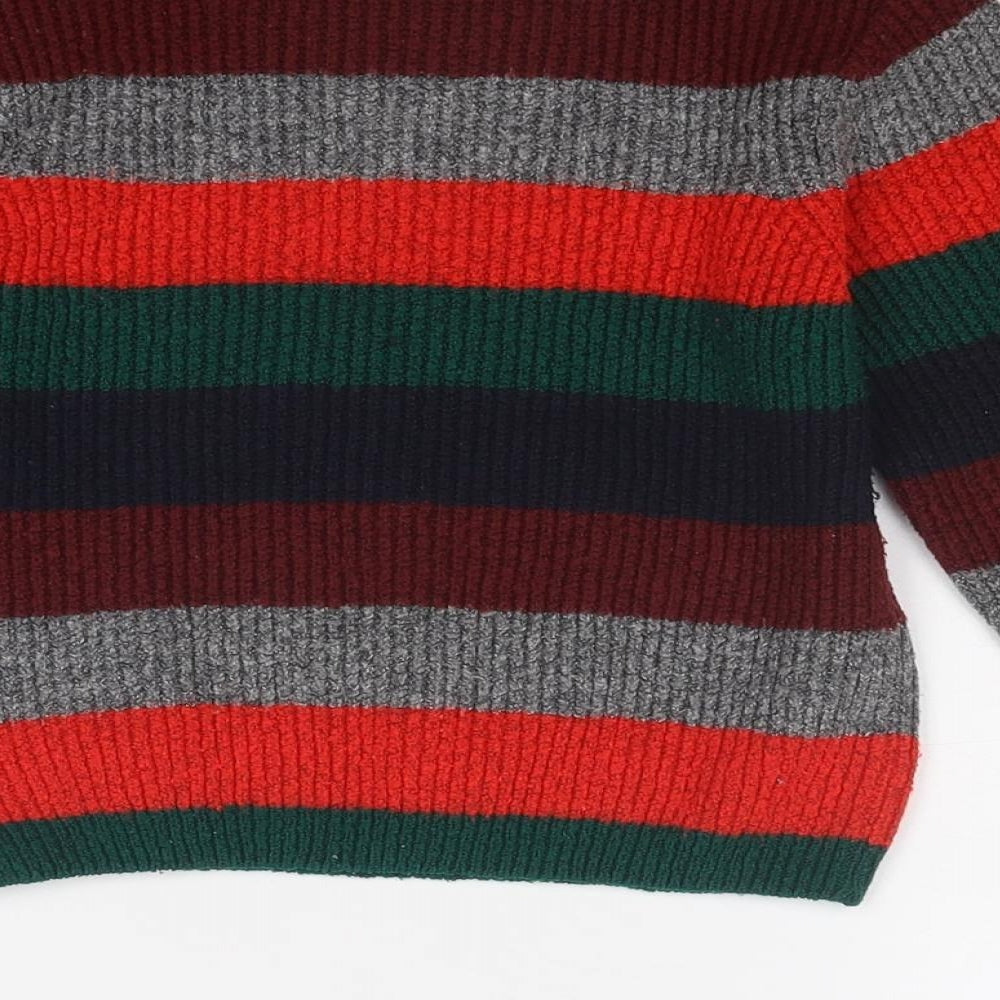 Marks and Spencer Boys Multicoloured Crew Neck Striped Acrylic Pullover Jumper Size 2-3 Years Pullover