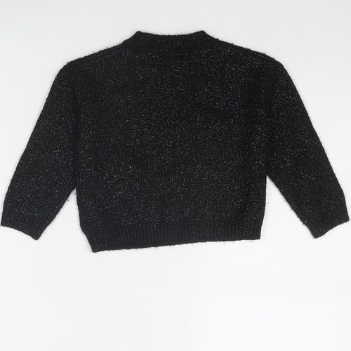 NEXT Girls Black Round Neck Acrylic Pullover Jumper Size 3 Years Pullover