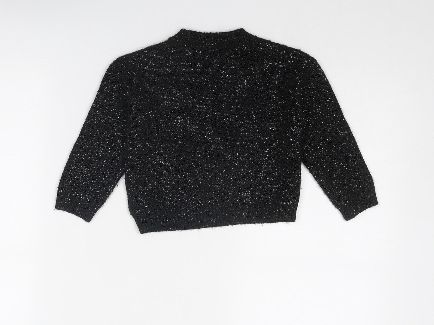 NEXT Girls Black Round Neck Acrylic Pullover Jumper Size 3 Years Pullover