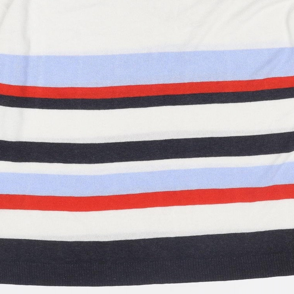 Marks and Spencer Womens Multicoloured V-Neck Striped Viscose Pullover Jumper Size 12