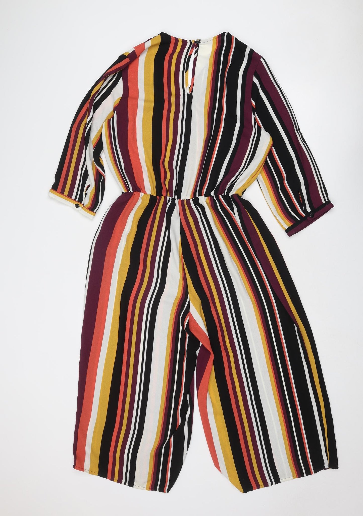 Anthology Womens Multicoloured Striped Polyester Jumpsuit One-Piece Size 12 Button