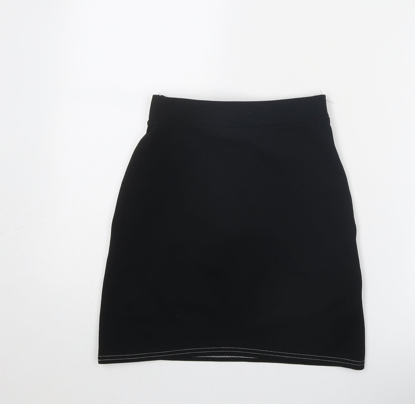 PRETTYLITTLETHING Womens Black Polyester A-Line Skirt Size 8 Tie