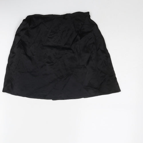 Zara Womens Black Viscose Wrap Skirt Size S Tie