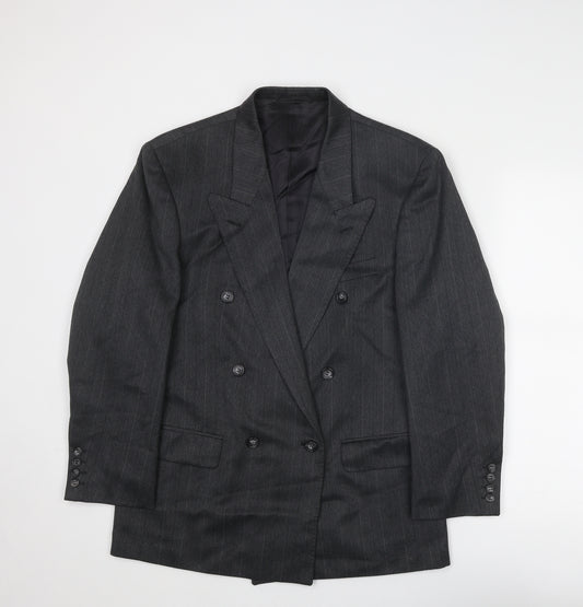 James Barry Mens Grey Striped Polyester Jacket Blazer Size 40 Regular