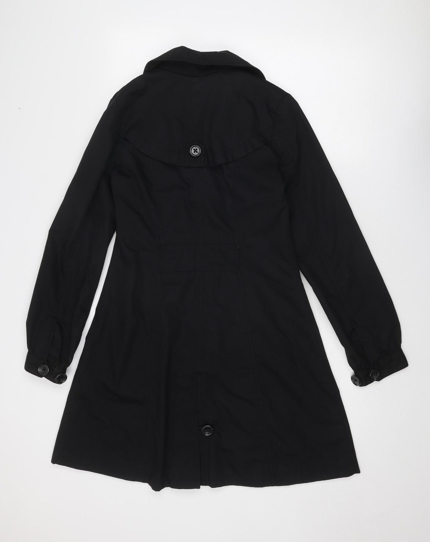 H&M Womens Black Overcoat Coat Size 8 Button