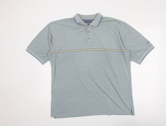 Cypress Point Mens Blue Polyester Polo Size XL Collared Button