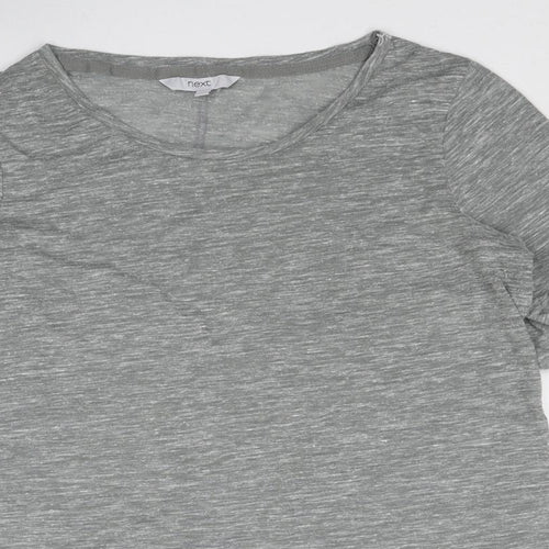 NEXT Womens Grey Geometric Polyester Basic T-Shirt Size 14 Round Neck