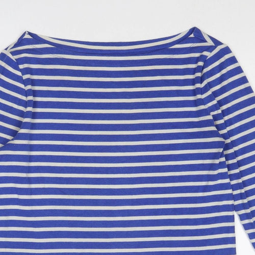 Gap Womens Blue Striped Cotton Basic T-Shirt Size L Round Neck