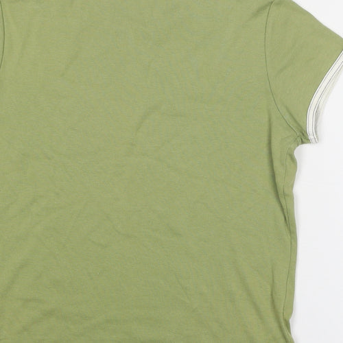 U2 Womens Green Cotton Basic T-Shirt Size L Round Neck