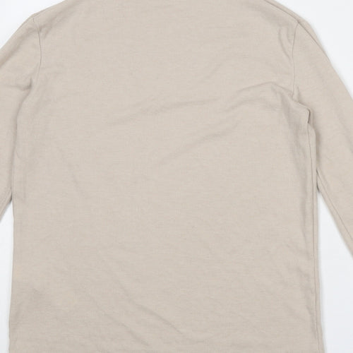 Zara Womens Beige Polyester Basic T-Shirt Size M Mock Neck