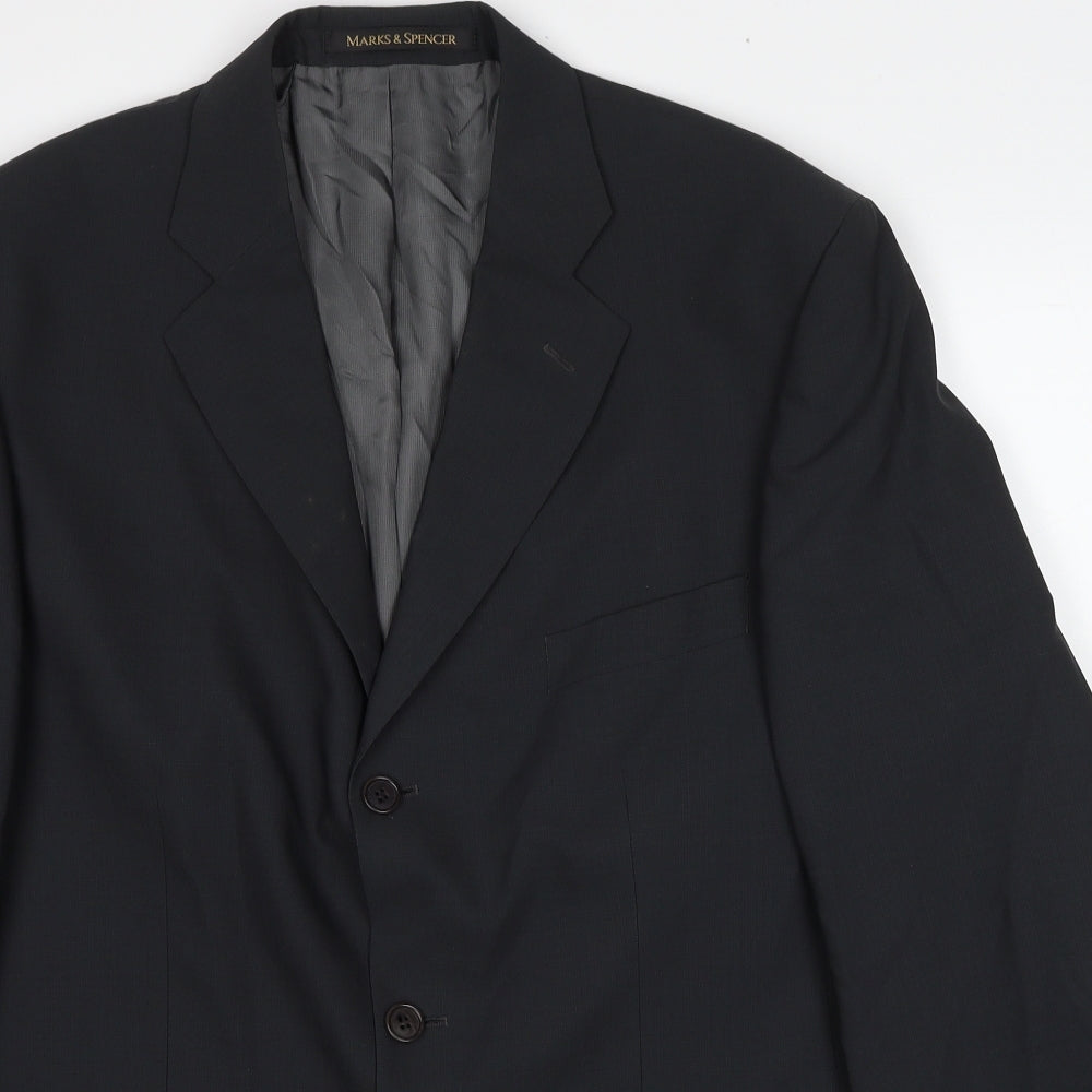 Marks and Spencer Mens Black Wool Jacket Suit Jacket Size 42 Regular