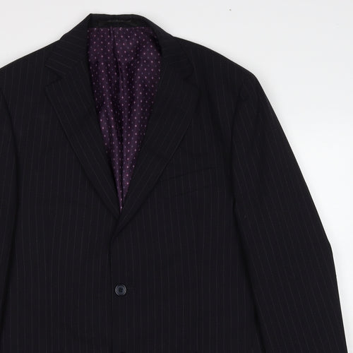 Marks and Spencer Mens Black Striped Polyacrylate Fibre Jacket Suit Jacket Size 42 Regular