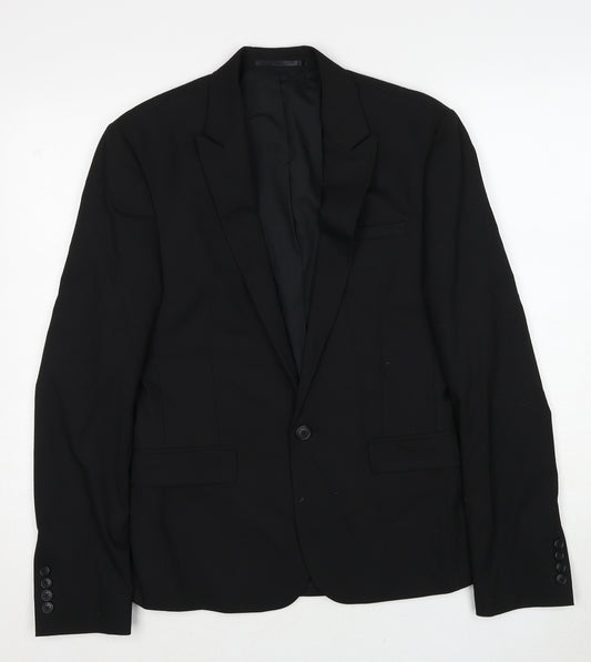 ASOS Mens Black Polyester Jacket Suit Jacket Size 36 Regular