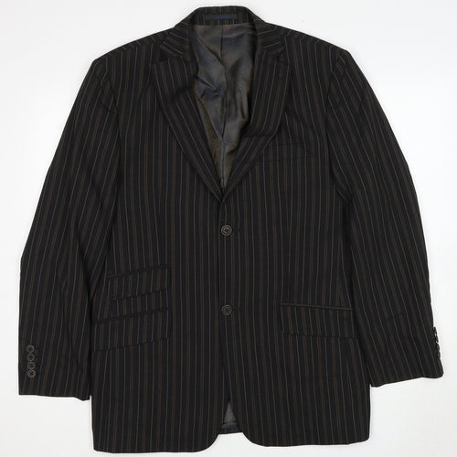 Ted Baker Mens Black Striped Polyamide Jacket Suit Jacket Size 40 Regular