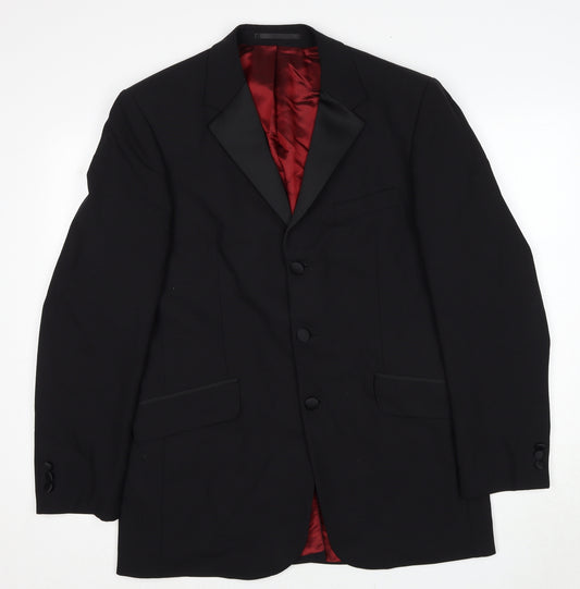 Burton Mens Black Polyester Tuxedo Suit Jacket Size 40 Regular