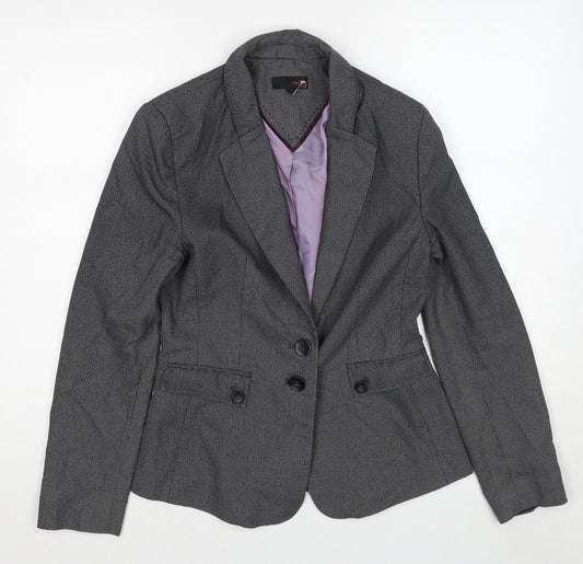 NEXT Womens Grey Geometric Polyester Jacket Blazer Size 10