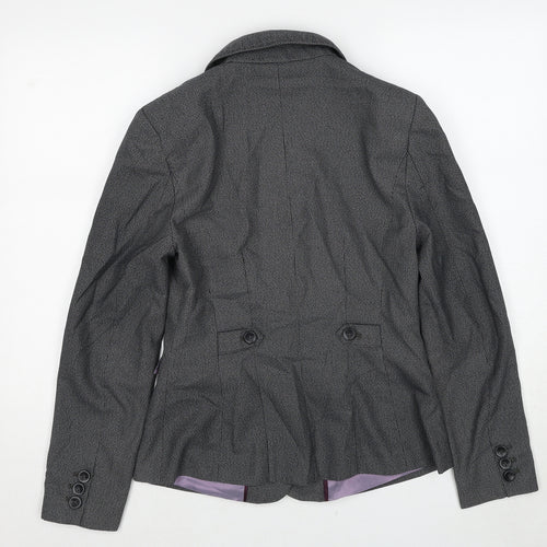 NEXT Womens Grey Geometric Polyester Jacket Blazer Size 10